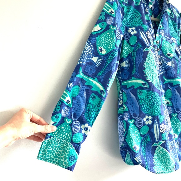 Talbots Fish Print Tunic Blouse - Picture 5 of 8